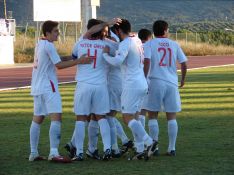 Los rondeños celebran el gol de Cantos. // CharryTV