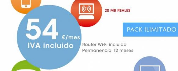 Charry Multimedia te ofrece el pack para los más exigentes por sólo 54 euros al mes, Incluye una línea móvil con llamadas ilimitadas y 1 GB de Internet; fijo con tarifa plana nacional y 60 minutos a móvil; 20 MB reales y router WI-FI gratis, 04 Jan 2014 - 14:42