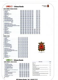 Itinerario y horarios de la Línea 2.  // UTE Urbano de Ronda