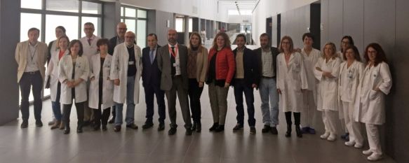 Los delegados de Gobierno y de Igualdad, Salud y Políticas Sociales, y el gerente del Área junto a representantes locales en su visita al Hospital de Ronda en su primer año de funcionamiento. // CharryTV