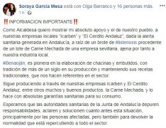 La alcaldesa de Benaoján ha suscrito las palabras emitidas por ambas compañías en su página personal de Facebook. // CharryTV