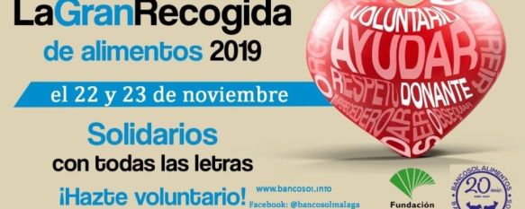 Bancosol prepara su nueva “Gran Recogida” de cara a los días 22 y 23 de noviembre, Para esta próxima campaña de recogida de alimentos se requerirán en Ronda 220 voluntarios que se repartirán entre 11 supermercados, con la novedad este año de Lidl, 05 Nov 2019 - 18:15