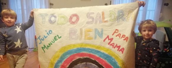 Banderas contra el desánimo, Los más pequeños aprovechan su tiempo en casa para elaborar originales pancartas de apoyo a la población y a los que deben trabajar durante la crisis, 16 Mar 2020 - 12:51