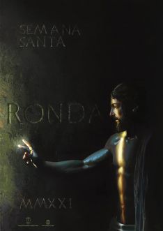 El Cristo Resucitado se abre paso en la penumbra en el Cartel Oficial de la Semana Santa de Ronda 2021. // CharryTV