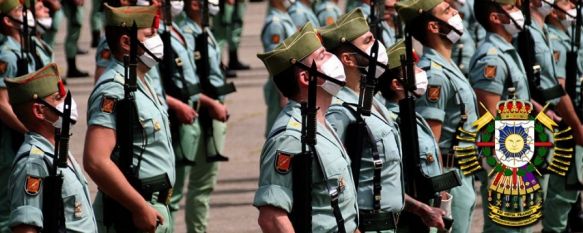 Legionarios del Grupo de Caballería Reyes Católicos, en un acto celebrado recientemente en el Patio de Armas del Cuartel de Ronda // Manolo Guerrero 