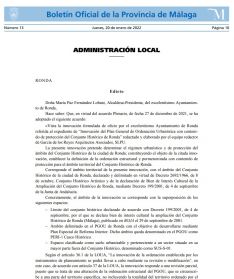 La innovación del PGOU ha sido publicada en el BOP correspondiente al día 20 de enero de 2022 // CharryTV