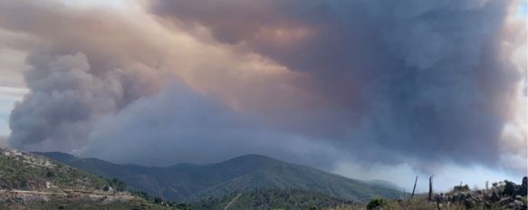 En estos momentos 23 medios aéreos llevan a cabo labores de extinción en la zona y ocho autobombas, con cientos de efectivos en tierra. // Alejandro Rey