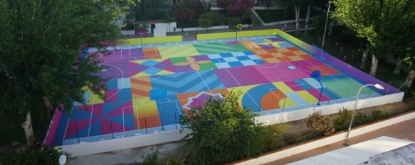 Play In Colors aúna arte urbano y deporte en las pistas del parque de San Rafael, En la obra, que constituye la cuarta parada de una ruta artística, destacan colores flúor y formas geométricas y se extiende por más de 1.400 metros cuadrados , 05 Jul 2022 - 10:38