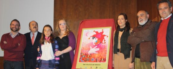 Presentados oficialmente el cartel, reinas y pregonero del Carnaval de Ronda 2012, El autor del cartel es el pintor Cristóbal López, Lucía Sánchez y Marta Pérez serán las reinas del Carnaval y Pedro Chito se encargará de pregonarlo, 07 Feb 2012 - 10:06