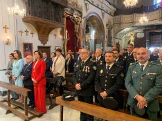 Antes del acto, autoridades civiles y militares han asistido a una misa en el Santuario de la Virgen de la Paz, patrona del cuerpo de seguridad.  // CharryTV