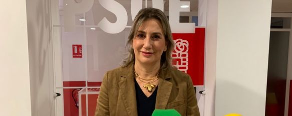 Isabel Aguilera, parlamentaria andaluza por el PSOE, ha ofrecido este martes una rueda de prensa. // CharryTV