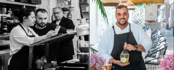 A la izquierda, Nini Rivera en las cocinas del restaurante de Benito Gómez; a la derecha, Vallejo en el restaurante Sea Grill.  // CharryTV