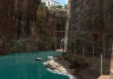 Recreación de la pasarela que ha diseñado el arquitecto del Caminito del Rey y que supondrá la segunda fase del proyecto. // CharryTV