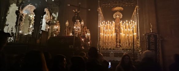 Los pasos del Señor del Perdón y María Santísima de las Penas quedaron expuestos en Santa María. // CharryTV