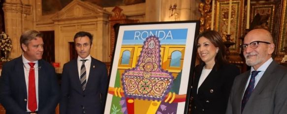 Homenaje a la Hermandad del Rocío de Ronda en el Cartel Oficial de Glorias , La obra realizada por Talleres Daroal se ha presentado este viernes en la Colegiata de Santa María la Mayor, 12 Apr 2024 - 17:40