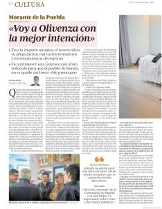 La entrevista se ha publicado a doble página con motivo de su regreso a los ruedos este fin de semana. // ABC
