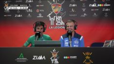 David González, vencedor en MTB, en el set instalado junto a la zona de meta.  // CharryTV