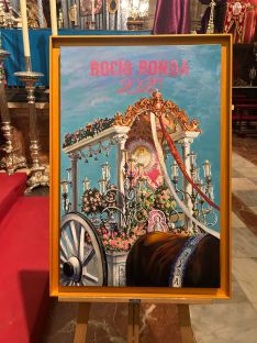 La pintura muestra la carreta del simpecado de Ronda, guiado por los bueyes. // CharryTV