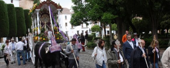 La Hermandad iniciaba su peregrinaje hacia la aldea de la Blanca Paloma el pasado domingo. // CharryTV