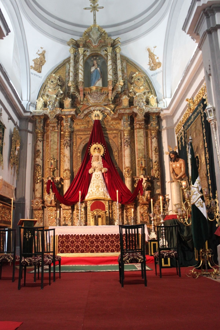 Los titulares de la Hermandad de La Columna fueron trasladados a la ermita de La Concepción el pasado día 12.