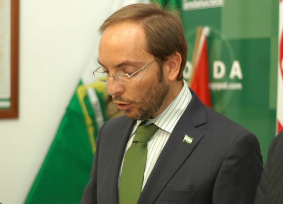 Daniel Harillo, en una comparecencia en la sede local del Partido Andalucista.