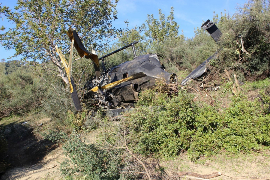 Imagen del helicóptero accidentado.