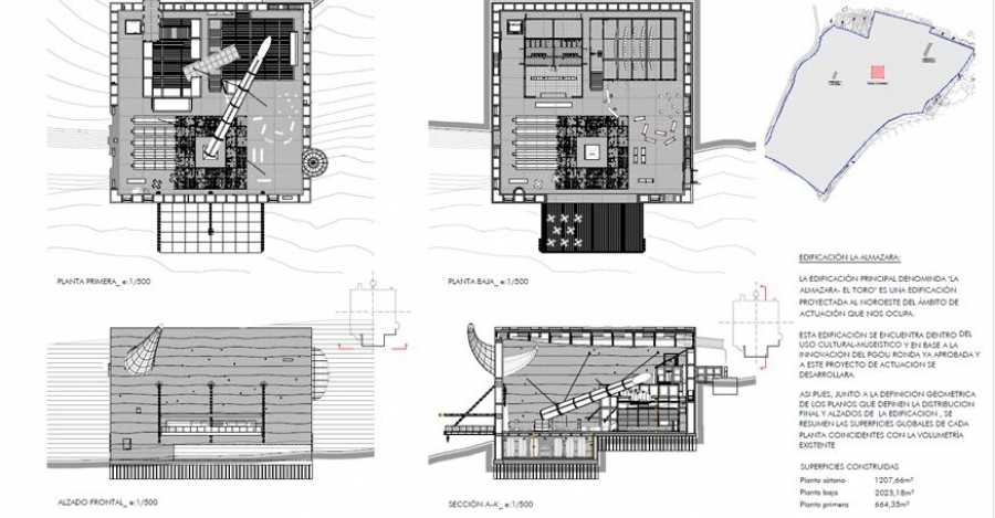Los planos del proyecto urbanístico de la almazara museo que ya se ha remitido a la delegación de Obras y Urbanismo del Ayuntamiento de Ronda.