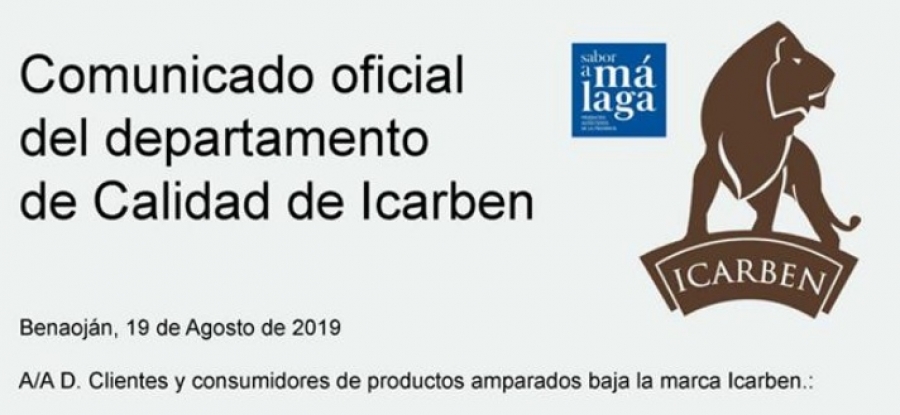 El Departamento de Calidad de Icarben ha defendido en un comunicado los controles alimenticios que superan periódicamente los productos de la marca.