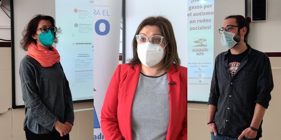 Ana Valdivia, Mari Ángeles Becerra y Adrián López trabajan con niños y jóvenes con TEA en Ronda y la comarca desde la asociación AOPA.