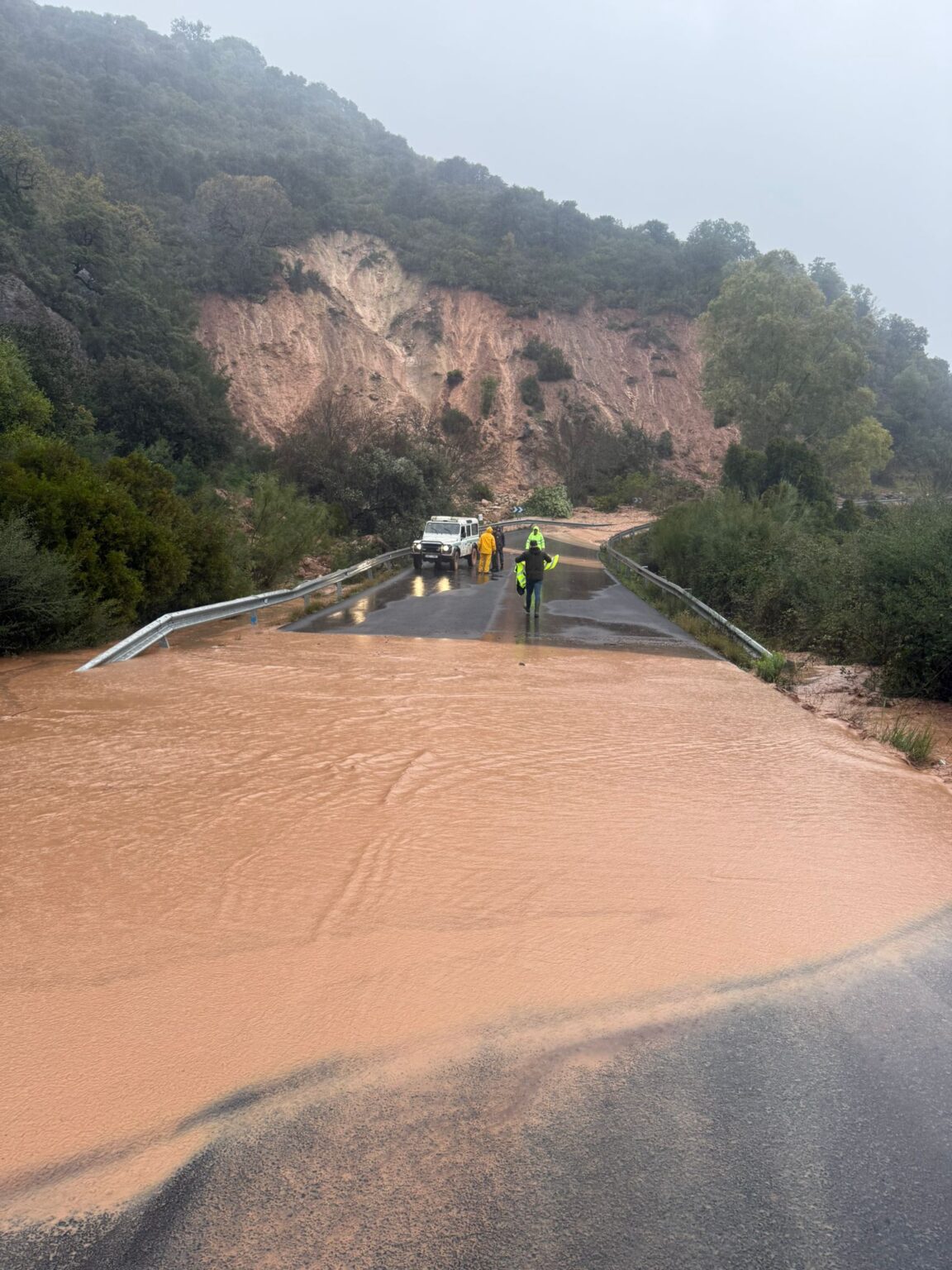 La carretera que une Cortes de la Frontera y Jimera de Líbar, también está cortada al tráfico por desprendimientos