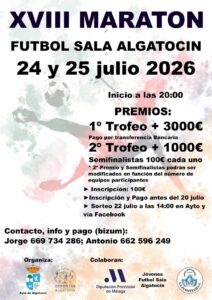 Cartel del XVIII Maratón de Fútbol Sala Algatocín 
