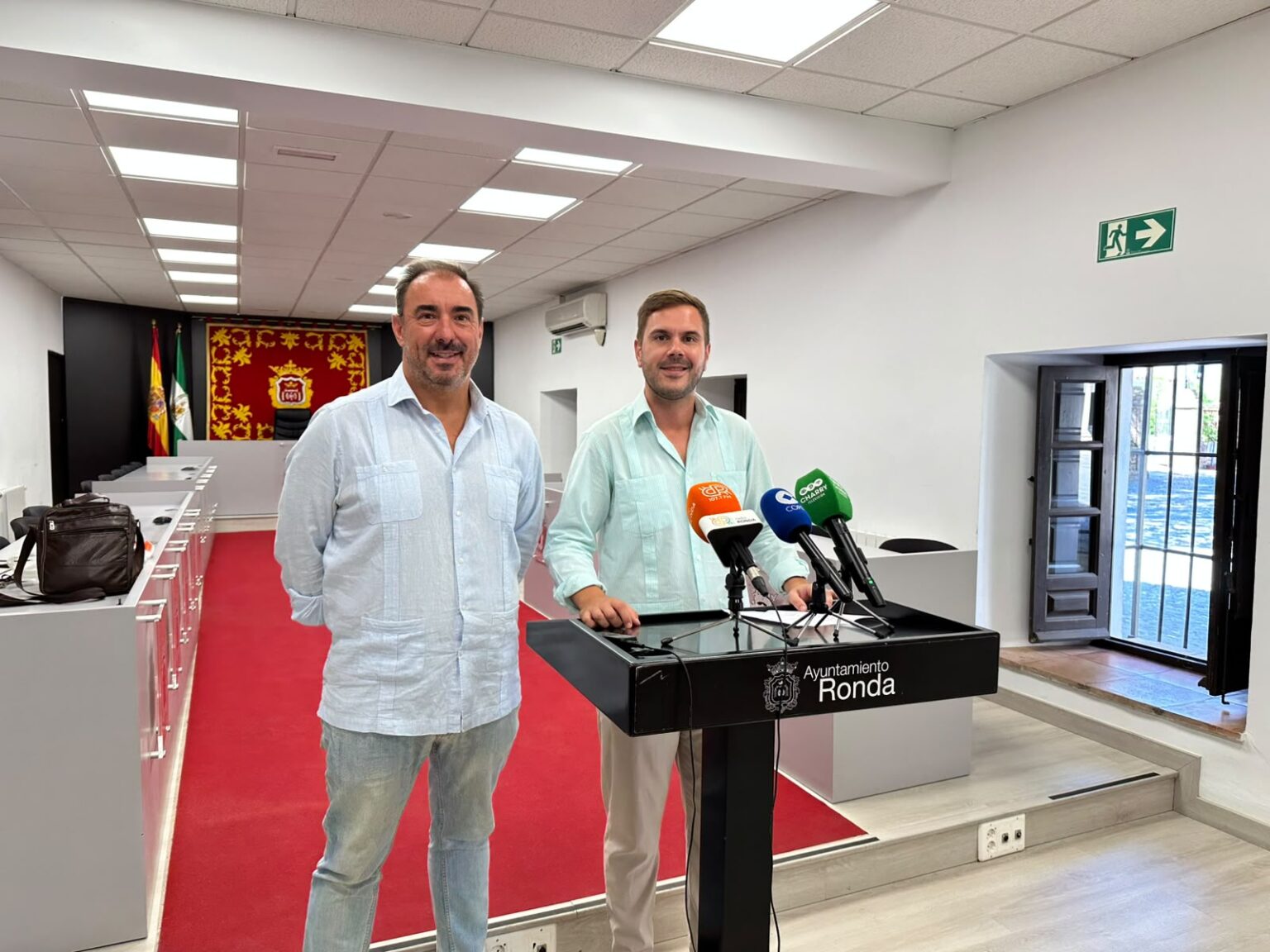 Ángel Martínez y Juan Diego Rodríguez en la presentación del II concurso de decoración de casetas
