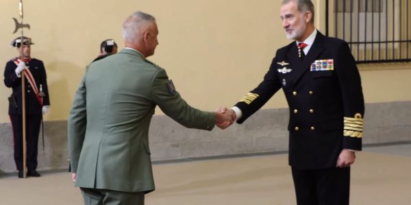 El coronel Sánchez, durante la audiencia militar celebrada este mediodía en el Palacio Real de El Pardo.