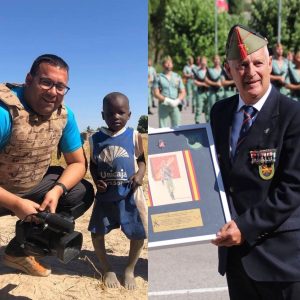 A la izquierda, Manolo Guerrero en Koulikoro (Malí), A la derecha, Fernando Cuevas en un acto en el Cuartel de La Legión en Ronda