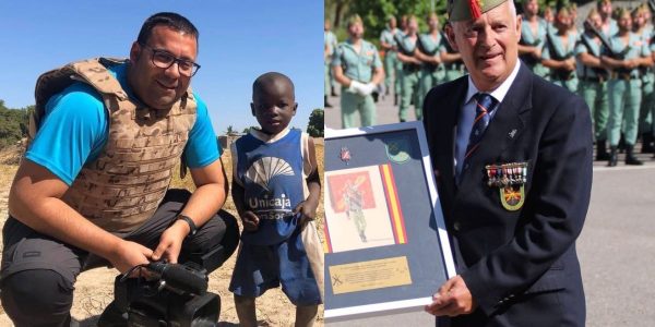 A la izquierda, Manolo Guerrero en Koulikoro (Malí), A la derecha, Fernando Cuevas en un acto en el Cuartel de La Legión en Ronda