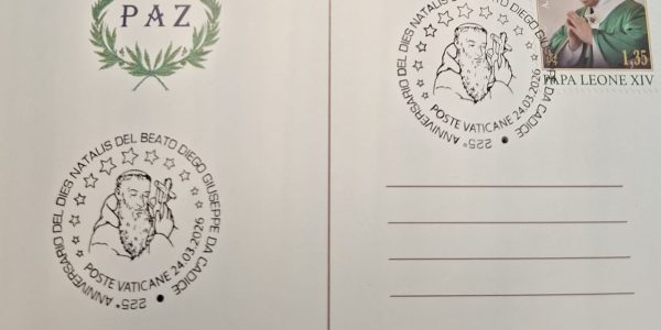 El matasellos en la postal publicada por la Hermandad de la Paz con motivo de esta efeméride