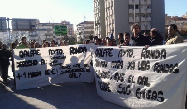 Imagen de los rondeños desplazados hoy a la capital malagueña.