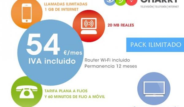 El pack ilimitado incluye los tres servicios por 54 euros y el IVA incluido.