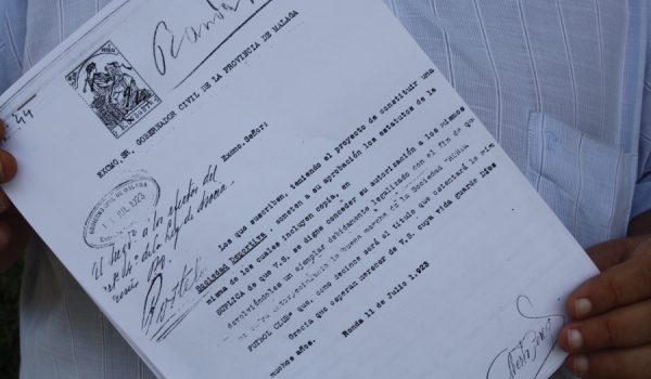 Instantánea del documento que atestigua que el C.D. Ronda es el equipo más antiguo de la provincia.