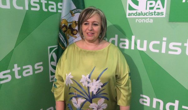 Isabel María Barriga en la sede del Partido Andalucista.