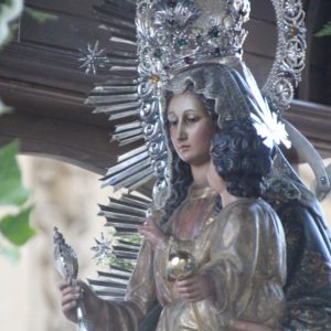 La Virgen de la Cabeza durante la romería.