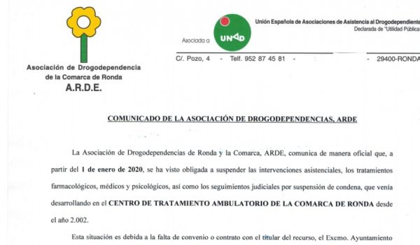 La presidenta de ARDE denuncia la falta de información que impide a los profesionales de la asociación orientar a los usuarios sobre la continuidad de sus tratamientos.