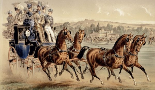 La imagen es una litografía a color de Albert Adam de finales del siglo XIX