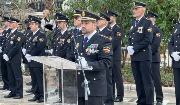 El inspector jefe Francisco Javier Cuéllar, jefe de la Comisaría de Ronda, durante su intervención en el acto.