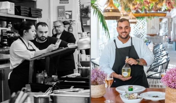 A la izquierda, Nini Rivera en las cocinas del restaurante de Benito Gómez; a la derecha, Vallejo en el restaurante Sea Grill.