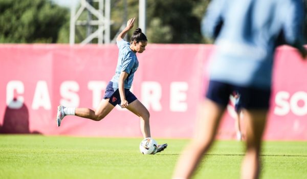 Carmen Florido, en un entrenamiento con el Sevilla FC