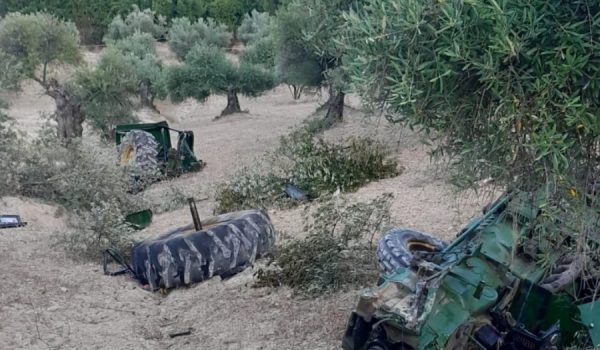 Imagen del tractor accidentado