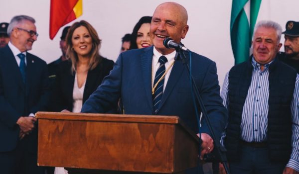 Becerra, durante la última edición de la Feria de Muestras de Benaoján.