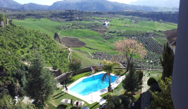Imagen aérea de las instalaciones del Parador, durante la grabación del spot.
